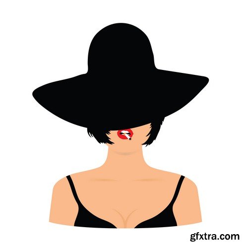 Girl in hat illustration - 8 EPS