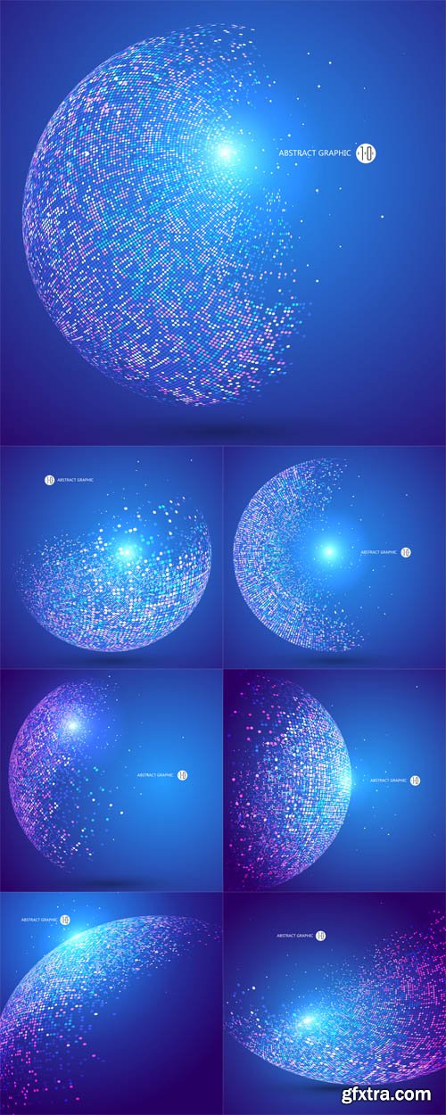 Vector Set - Colorful Dots Abstract Sphere, Science and Technology Vector Set - Colorful Dots Abstract Sphere, Science and Technology