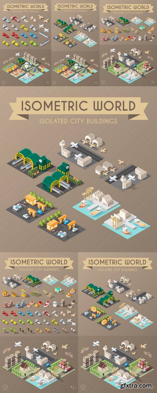 Isometric World - Set of Isolated Minimal City Elements 2