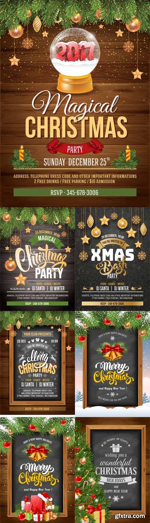 Vector Set - Christmas Party Invitations Vector Set - Christmas Party Invitations