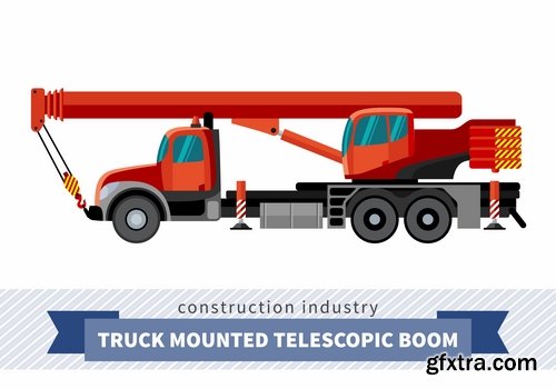 Collection of various construction machinery truck crane bulldozer tractor 25 EPS