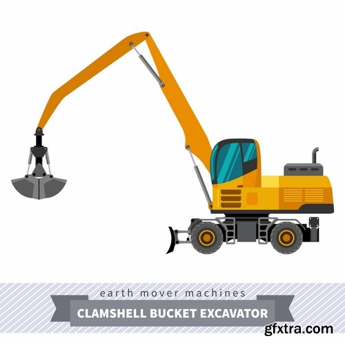 Collection of various construction machinery truck crane bulldozer tractor 25 EPS