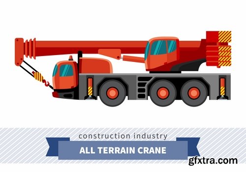 Collection of various construction machinery truck crane bulldozer tractor 25 EPS