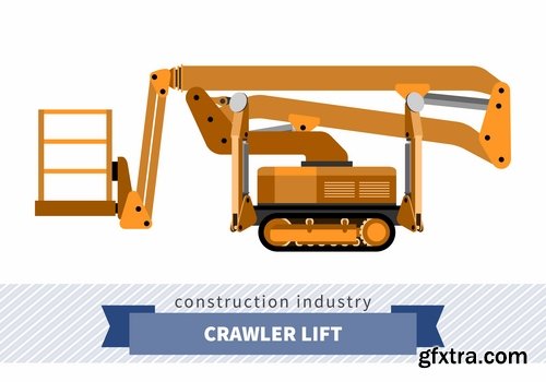 Collection of various construction machinery truck crane bulldozer tractor 25 EPS