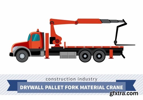 Collection of various construction machinery truck crane bulldozer tractor 25 EPS