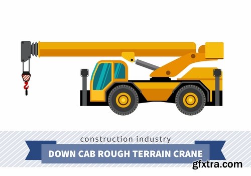 Collection of various construction machinery truck crane bulldozer tractor 25 EPS