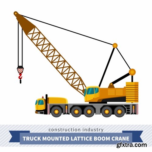 Collection of various construction machinery truck crane bulldozer tractor 25 EPS