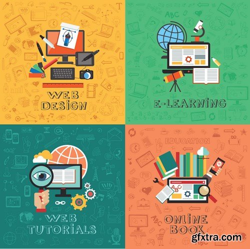 Social networks and technologies, Flat concept - 20xEPS Vector Stock