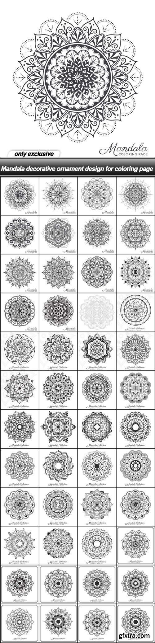 Mandala decorative ornament design for coloring page - 48 EPS