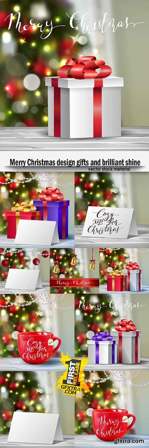 Merry Christmas design gifts and brilliant shine