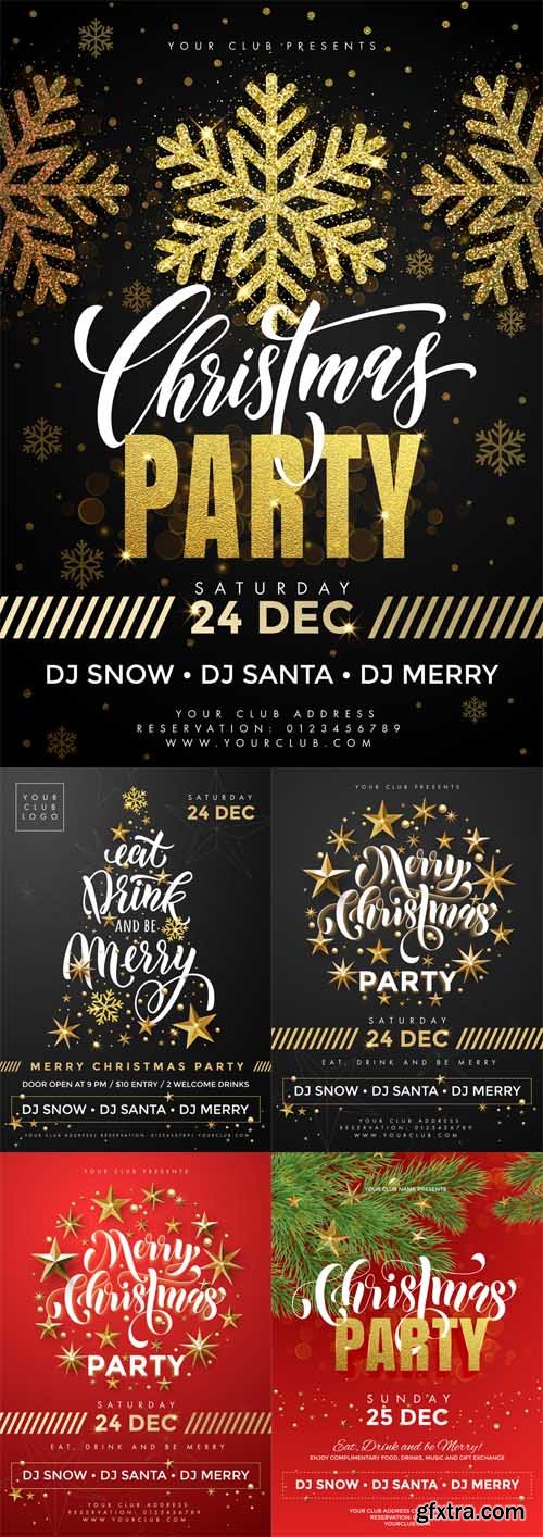 Vector Set - 5 Christmas Party Flyer Templates