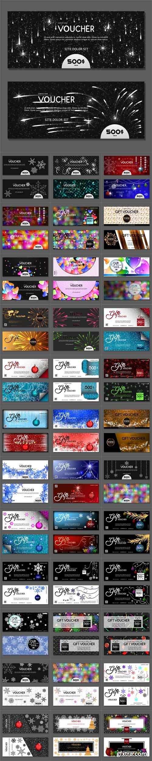 Vector Set - Gift voucher. Winter Style