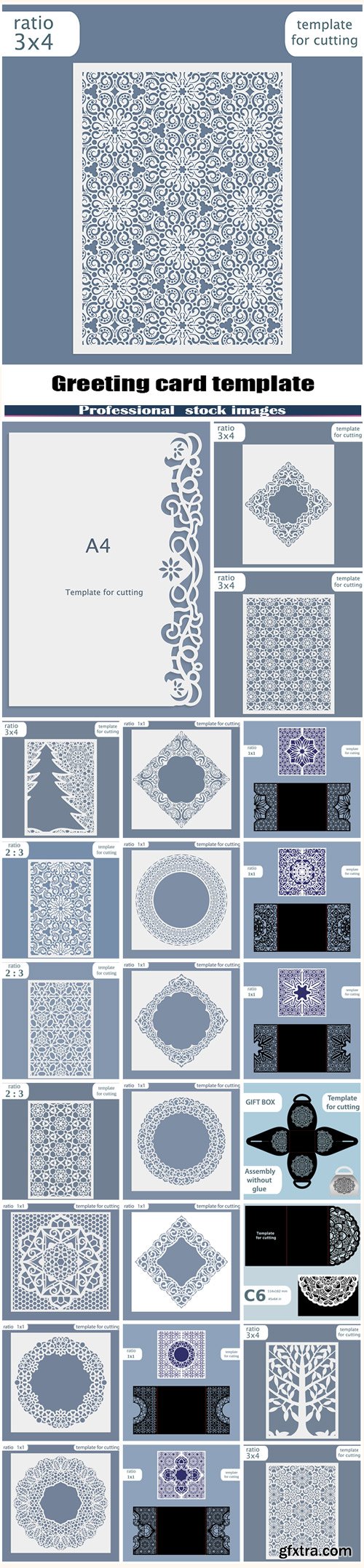 Greeting card template for cutting plotter