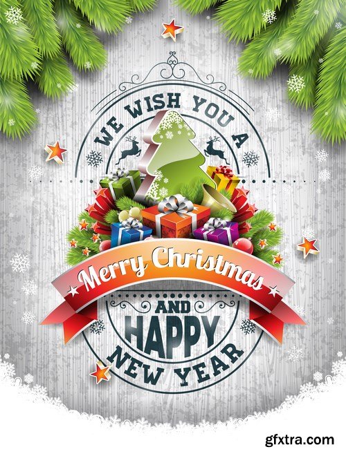 New Year 2017 & Christmas Design 11 - 24xEPS Vector Stock
