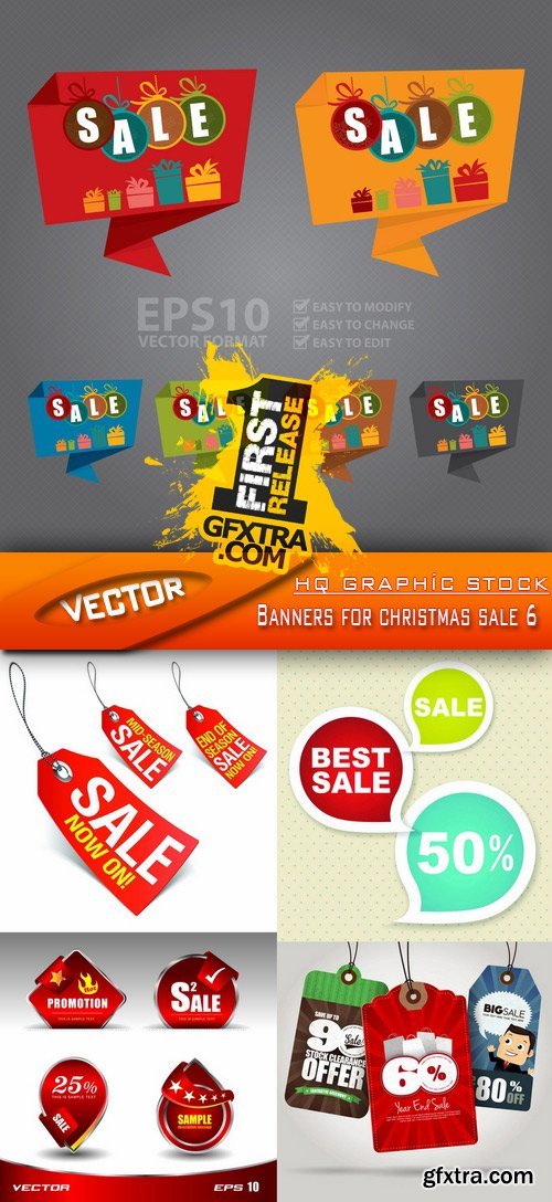 Stock Vector - Banners for christmas sale 6