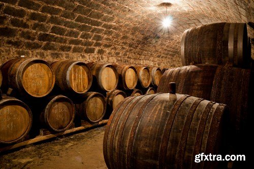 Wine cellar and wine barrels - 14xUHQ JPEG Photo Stock