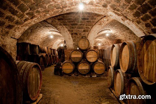 Wine cellar and wine barrels - 14xUHQ JPEG Photo Stock