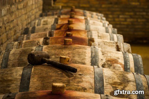 Wine cellar and wine barrels - 14xUHQ JPEG Photo Stock