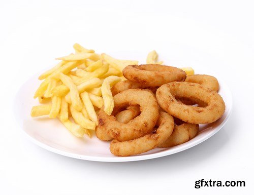 Onion rings and french fries - 19xUHQ JPEG Photo Stock
