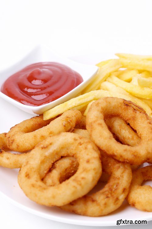 Onion rings and french fries - 19xUHQ JPEG Photo Stock