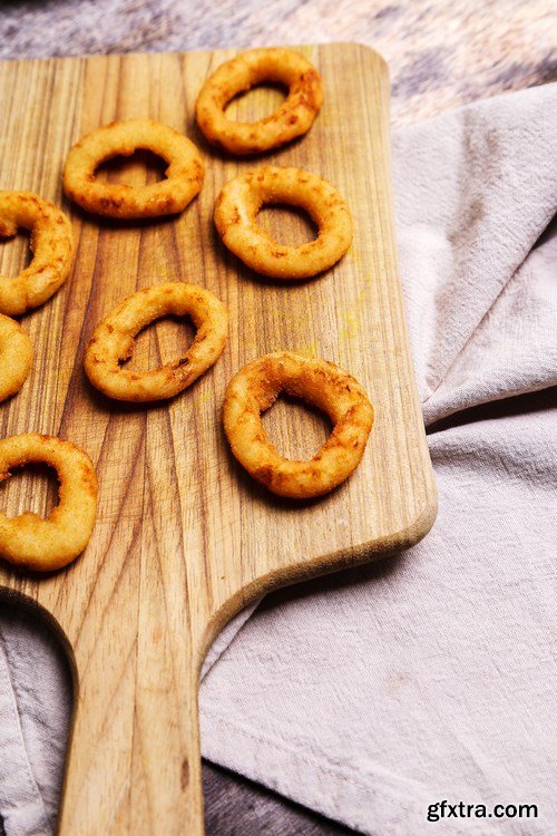 Onion rings and french fries - 19xUHQ JPEG Photo Stock