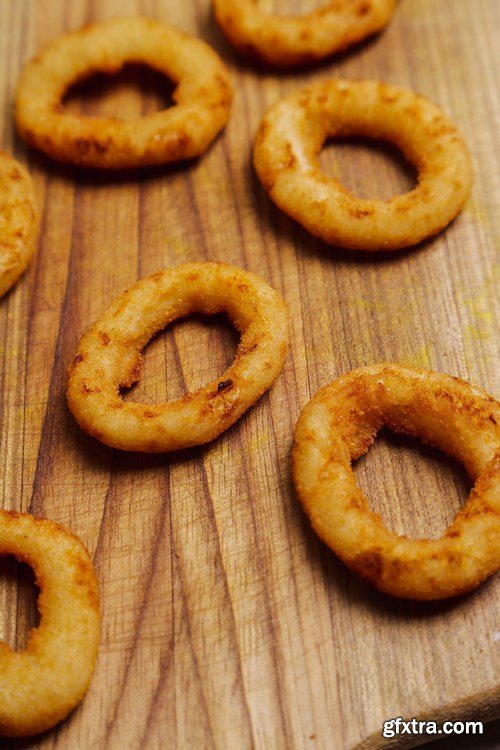 Onion rings and french fries - 19xUHQ JPEG Photo Stock