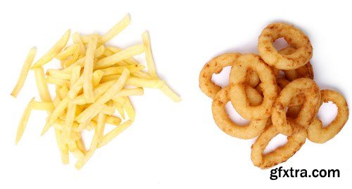 Onion rings and french fries - 19xUHQ JPEG Photo Stock