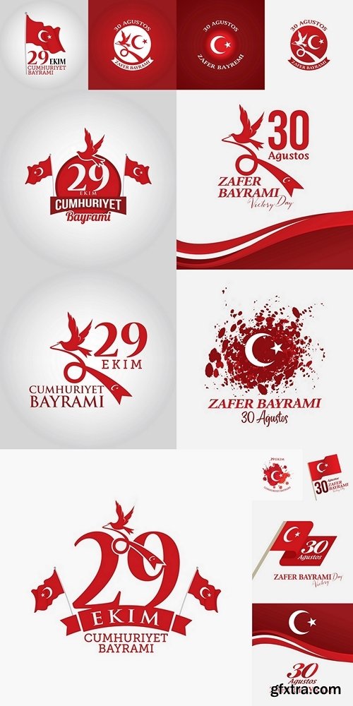 Turkey Republic Day Concept National Celebration Card, Badge, Banner or Poster Vector Design