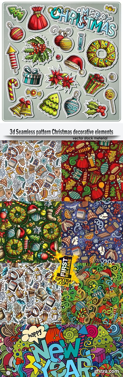 3d Seamless pattern Christmas decorative elements