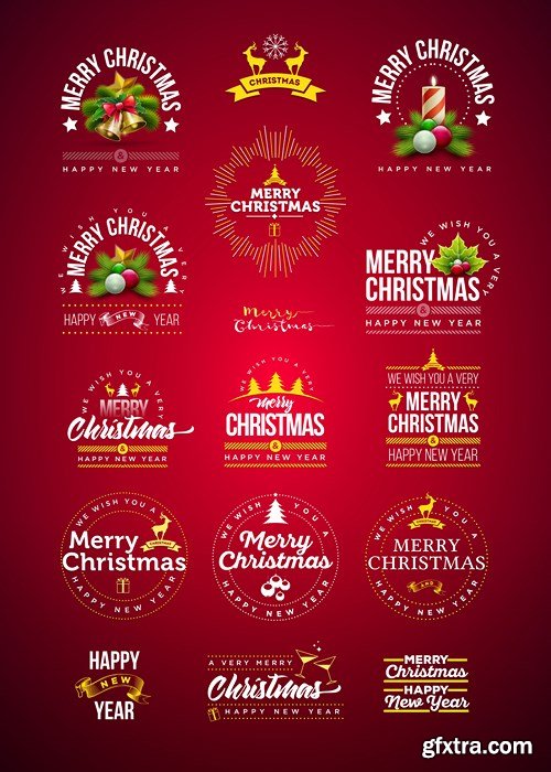 Christmas Labels & Stickers #1, 25xEPS Christmas Labels & Stickers #1, 25xEPS
