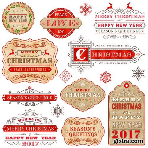 Christmas Labels & Stickers #1, 25xEPS Christmas Labels & Stickers #1, 25xEPS