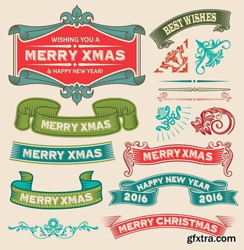Christmas Labels & Stickers #1, 25xEPS Christmas Labels & Stickers #1, 25xEPS