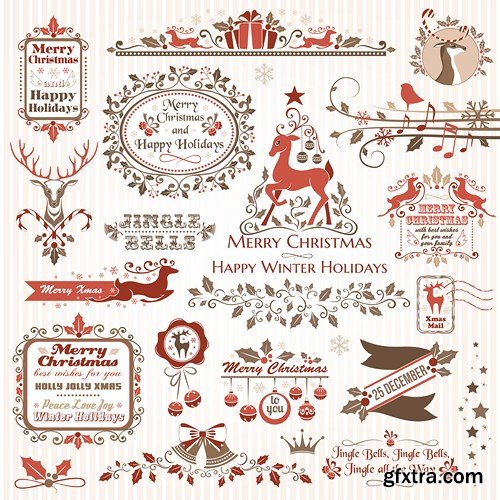 Christmas Labels & Stickers #1, 25xEPS Christmas Labels & Stickers #1, 25xEPS