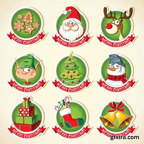 Christmas Labels & Stickers #1, 25xEPS Christmas Labels & Stickers #1, 25xEPS
