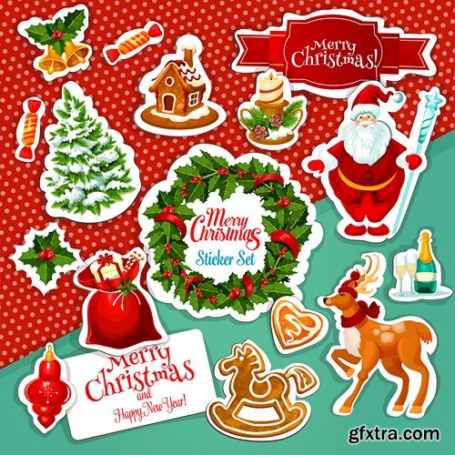 Christmas Labels & Stickers #1, 25xEPS Christmas Labels & Stickers #1, 25xEPS