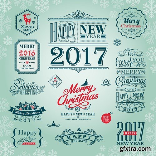 Christmas Labels & Stickers #1, 25xEPS Christmas Labels & Stickers #1, 25xEPS