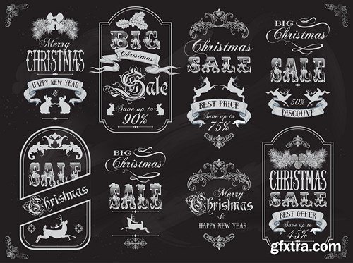 Christmas Labels & Stickers #1, 25xEPS Christmas Labels & Stickers #1, 25xEPS