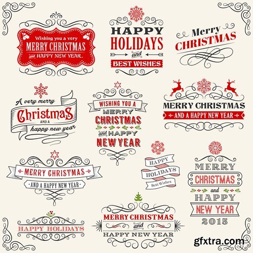 Christmas Labels & Stickers #1, 25xEPS Christmas Labels & Stickers #1, 25xEPS