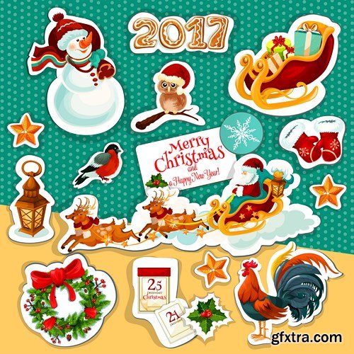 Christmas Labels & Stickers #1, 25xEPS Christmas Labels & Stickers #1, 25xEPS