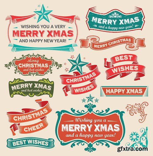Christmas Labels & Stickers #1, 25xEPS Christmas Labels & Stickers #1, 25xEPS