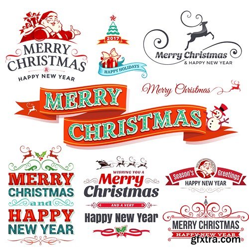 Christmas Labels & Stickers #1, 25xEPS Christmas Labels & Stickers #1, 25xEPS