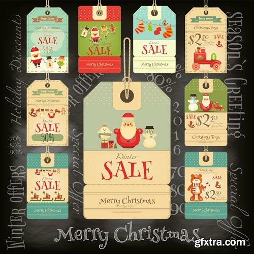 Christmas Labels & Stickers #1, 25xEPS Christmas Labels & Stickers #1, 25xEPS