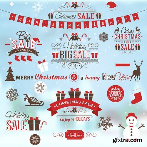 Christmas Labels & Stickers #1, 25xEPS Christmas Labels & Stickers #1, 25xEPS