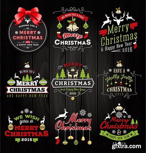 Christmas Labels & Stickers #1, 25xEPS Christmas Labels & Stickers #1, 25xEPS
