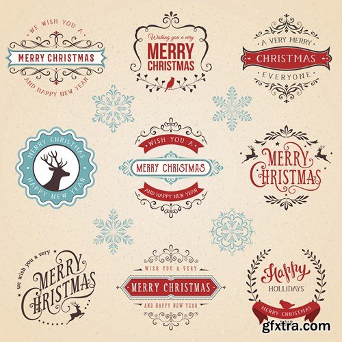 Christmas Labels & Stickers #1, 25xEPS Christmas Labels & Stickers #1, 25xEPS