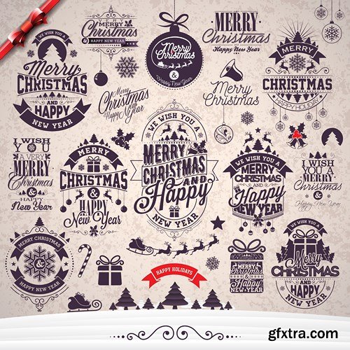 Christmas Labels & Stickers #1, 25xEPS Christmas Labels & Stickers #1, 25xEPS