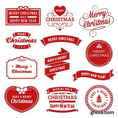Christmas Labels & Stickers #1, 25xEPS Christmas Labels & Stickers #1, 25xEPS