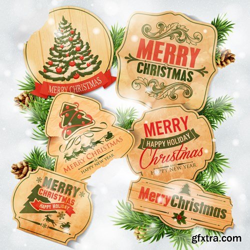 Christmas Labels & Stickers #1, 25xEPS Christmas Labels & Stickers #1, 25xEPS