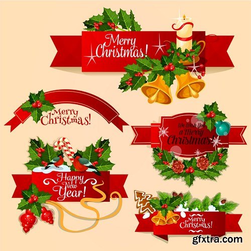 Christmas Labels & Stickers #2, 25xEPS Christmas Labels & Stickers #2, 25xEPS