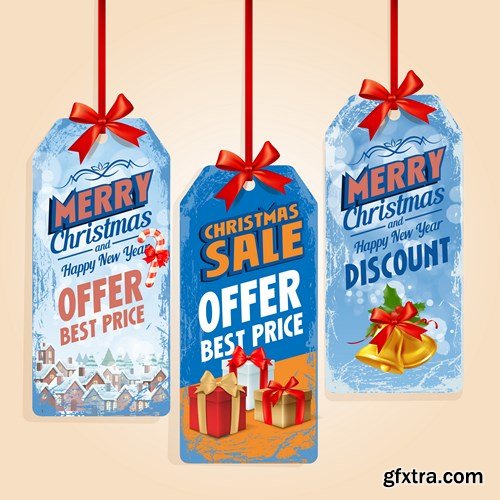 Christmas Labels & Stickers #2, 25xEPS Christmas Labels & Stickers #2, 25xEPS